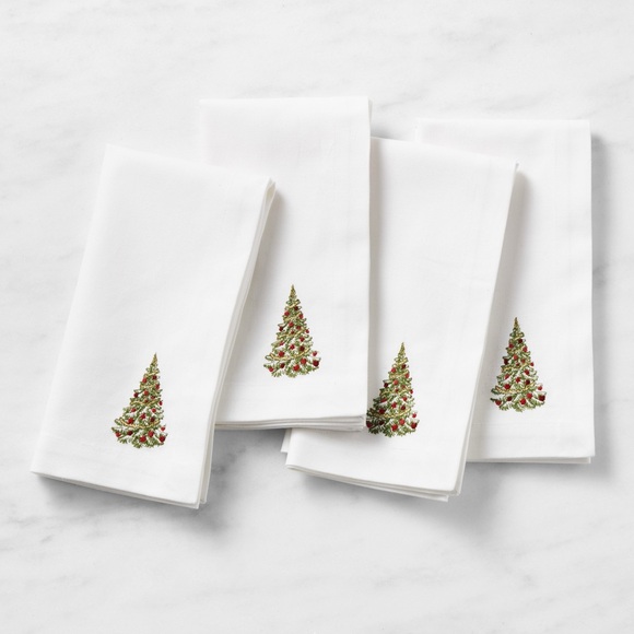 Williams Sonoma Other - New Williams Sonoma Embroidered Holiday Napkins, Set of 4, Elegant Christmas